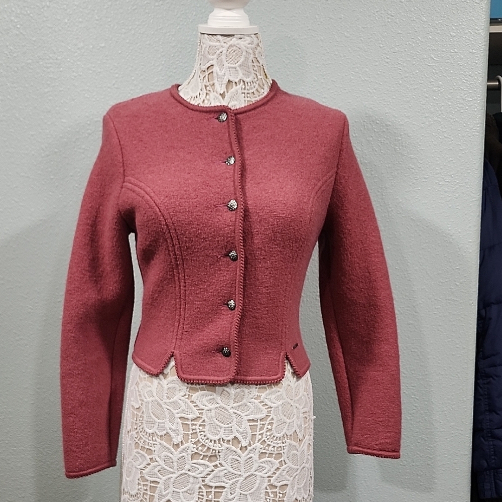 Geiger 100% Wool Pepto Bismol Pink Jacket Made In Austria Size 38